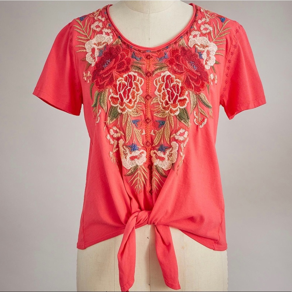 🆕 JOHNNY WAS JWLA | Burke Knot Rose Tie Tee